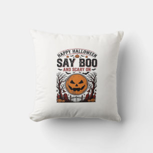 ハロウィン パンプキン Say Boo スケアリー ヴィンテージ_1 クッション