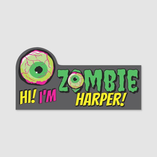 ハロウィン パーソナライズド "Hi I’m Zombie" 面白い 名札 (正面)