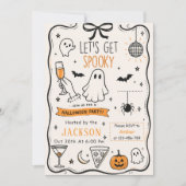 ハロウィン パーティー キッズ かわいい お化け 招待状 (正面)