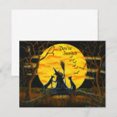 ハロウィン,パーティー,招待状,魔女,黒,猫 招待状 (正面/裏面)