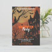 ハロウィン パーティ ハロウィン パーティー 招待状 おばけ屋敷 満月 かぼちゃ (スタンド正面)