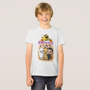 ハロウィン パープルサンセット 幽霊屋敷 デザイン トライブレンドＴシャツ