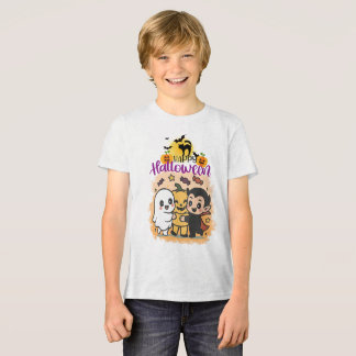 ハロウィン パープルサンセット 幽霊屋敷 デザイン トライブレンドTシャツ