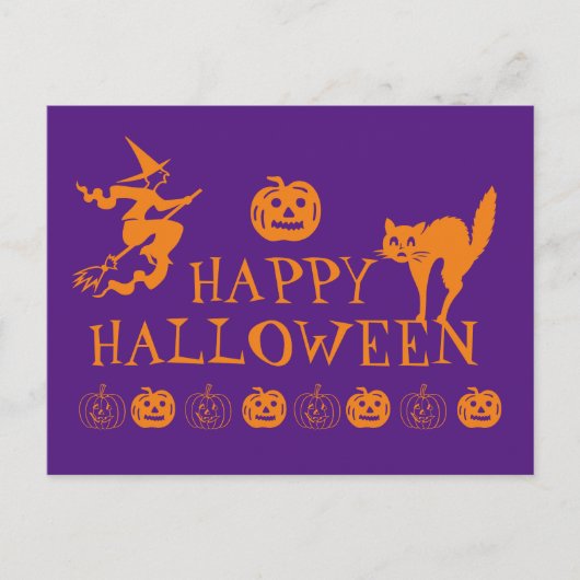 ハロウィン パープル オレンジ スプーキー ポストカード (正面)