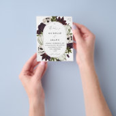 ハロウィン パープル フラワー & スカル ウェディング W チラシ (手)