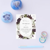 ハロウィン パープル フラワー & スカル ウェディング W チラシ (シングル)