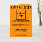 ハロウィン ビジネス オレンジ色 折りたたみグリーティングカード カード (正面)