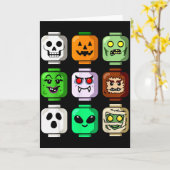 ハロウィン ビルディング ブリック ヘッド パンプキン ゴースト ゾンビ カード (黄色い花)