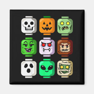 ハロウィン ビルディング ブリック ヘッド パンプキン ゴースト ゾンビ マグネット