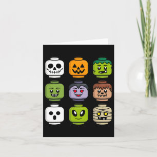 ハロウィン ビルディング ブロック ヘッド パンプキン ゴースト ゾンビ カード