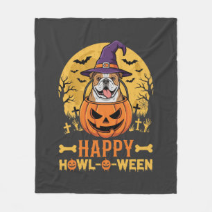ハロウィン ビンテージ ブルドッグ かわいい ハロウィン デザイン フリースブランケット
