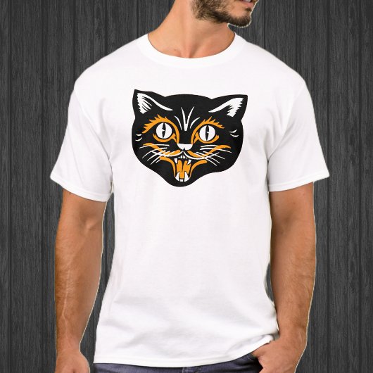 ハロウィン ビンテージ 猫の顔 Tシャツ