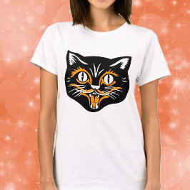 ハロウィン ビンテージ 猫の顔 Tシャツ