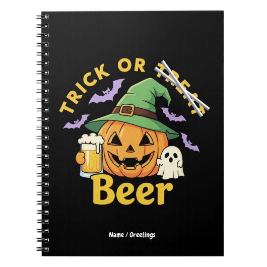 ハロウィン ビールパーティー おもしろデザイン トリック オア トリート ノートブック (正面)