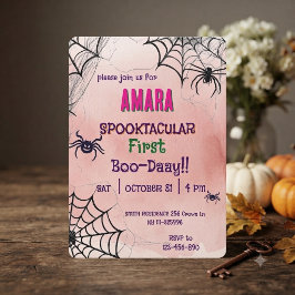 ハロウィン ピンクと蜘蛛の誕生日 ハロウィン 招待状
