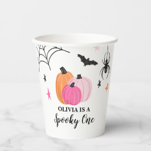ハロウィン ピンクのカボチャの誕生日 スプーキー・ワン 紙コップ