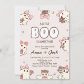 ハロウィン ピンク リトル ブー イーズ デュー ベイビー シャワー 招待状 (正面)