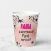 ハロウィン ピンク＆蜘蛛の誕生日 ハロウィン 紙コップ (裏面)