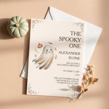 ハロウィン+ファーストバースデー招待状 スプーキー・ワン