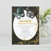 ハロウィン フェイク グリッター マスカレード コスチューム パーティー 招待状 (スタンド正面)