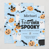 ハロウィン フォーエバー スプーキー 4歳の誕生日パーティー 招待状 (正面/裏面)