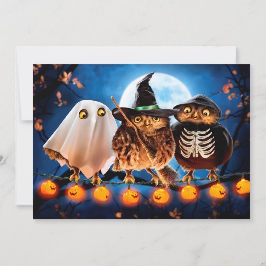 ハロウィン フクロウ 招待状 (正面)