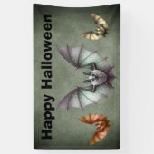 ハロウィン フライングクリーピーバット グランジグレー 横断幕 (縦)