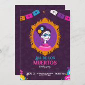 ハロウィン　フラット　デイ・オブ・ザ・デッドへの招待 招待状 (正面/裏面)