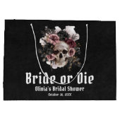 ハロウィン フローラル スカル ブライド・オア・ダイ ブライズシャワー ラージペーパーバッグ (裏面)