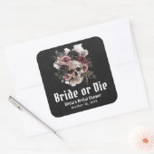 ハロウィン フローラル スカル ブライド オア ダイ ブライズ シャワー スクエアシール (封筒)