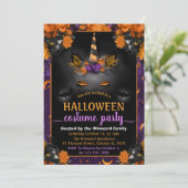 ハロウィン フローラル ユニコーン フェイス コスチューム パーティー 招待状 (スタンド正面)