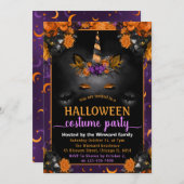 ハロウィン フローラル ユニコーン フェイス コスチューム パーティー 招待状 (正面/裏面)