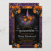 ハロウィン フローラル ユニコーン フェイス 秋のキンセアニエラ 招待状 (正面/裏面)