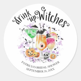 ハロウィン・ブライズメイド・パーティーの「乾杯ウィッチ」カクテル ラウンドシール