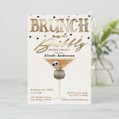 ハロウィン ブライダルシャワーのためのブランチ & バブルリー ワイン ゴールド、 招待状 (スタンド正面)