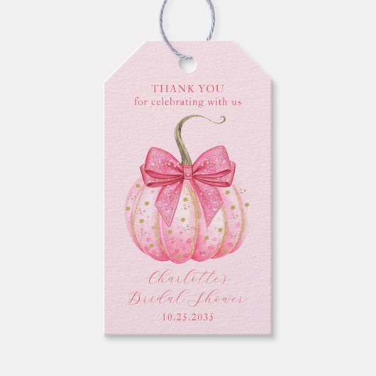 ハロウィン ブライダルシャワー ピンクカボチャ お礼 ギフトタグ (正面)