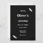 ハロウィン ブラックアンドホワイト スプーキーバースデーパーティー 招待状 (裏面)