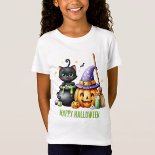ハロウィン ブラックウィッチキャット Tシャツ