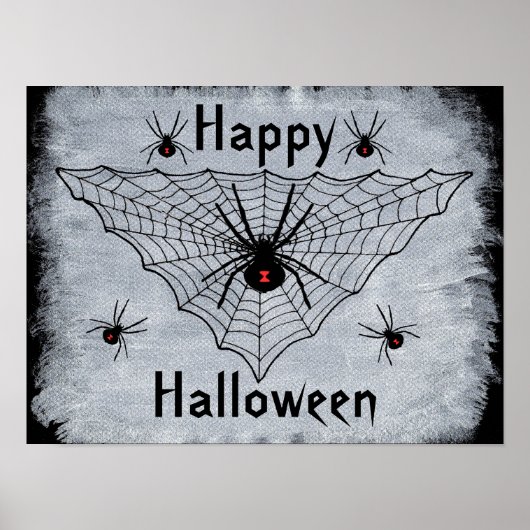 ハロウィン ブラックウィドウ クモの巣 ポスター (正面)