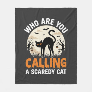 ハロウィン ブラックキャット おどおど猫 ベクター デザイン フリースブランケット