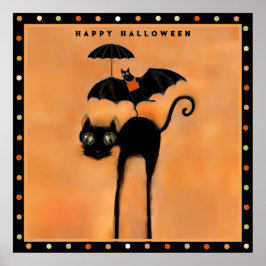 ハロウィン ブラックキャット アクロバット ポスター