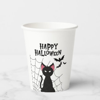 ハロウィン ブラックキャット クモの巣 コウモリ サービング 紙コップ