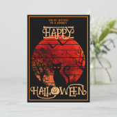 ハロウィン ブラックキャット コスチューム パーティー 招待状 (スタンド正面)