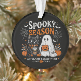 ハロウィン ブラックキャット ゴースト コーヒー好き 楽しい オーナメント