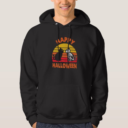 ハロウィン ブラックキャット スケルトン パーカ (正面)