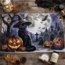 ハロウィン ブラックキャット デコパージュ ティッシュペーパー