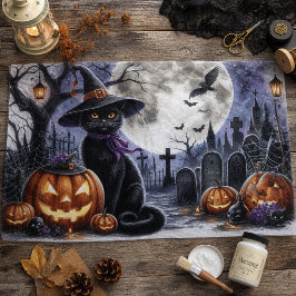 ハロウィン ブラックキャット デコパージュ ティッシュペーパー 薄葉紙