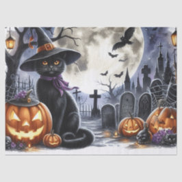 ハロウィン ブラックキャット デコパージュ ティッシュペーパー 薄葉紙