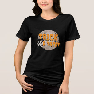 ハロウィン ブラックキャット ドクロ Trick or Treat トライブレンドTシャツ