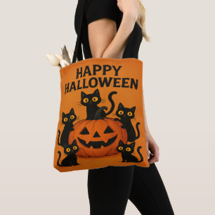 ハロウィン ブラックキャット & パンプキン トートバッグ